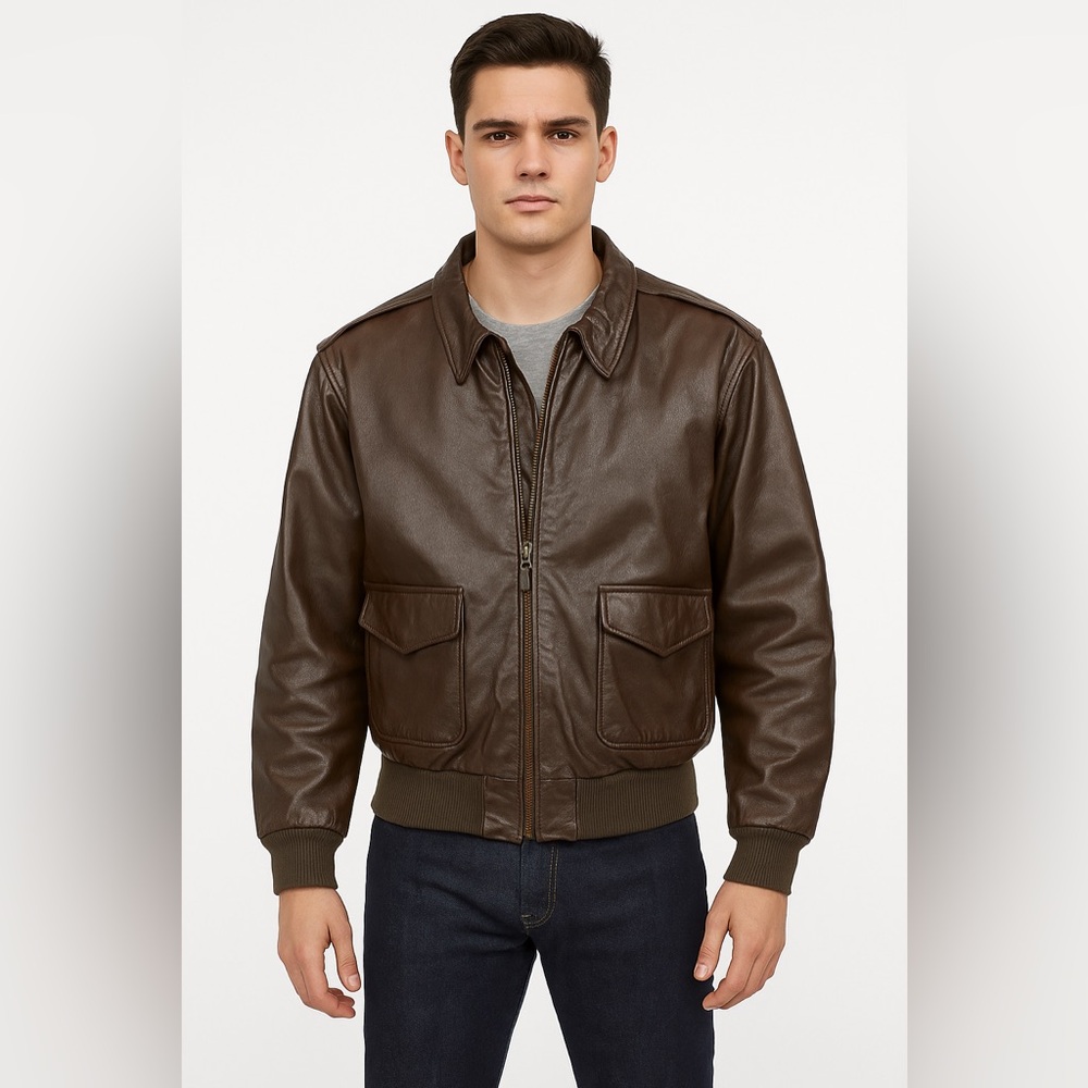 Vintage Cooper Type A-2 Goatskin Leather Flight Bomber Jacket Brown 48L